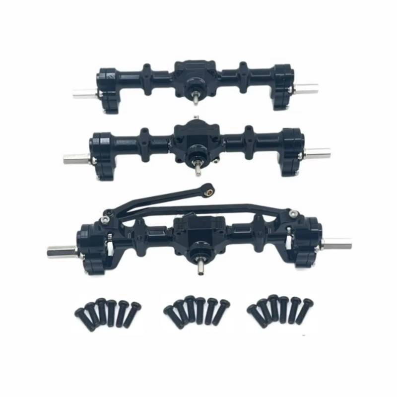 JYYTERD RC Teile Kompatibel Mit WPL B16 B36 1/16 Fernbedienung Metall-Upgrade-Autoteile Vordere, Mittlere Und Hintere Türachsen Sechsradantrieb(Black) von JYYTERD