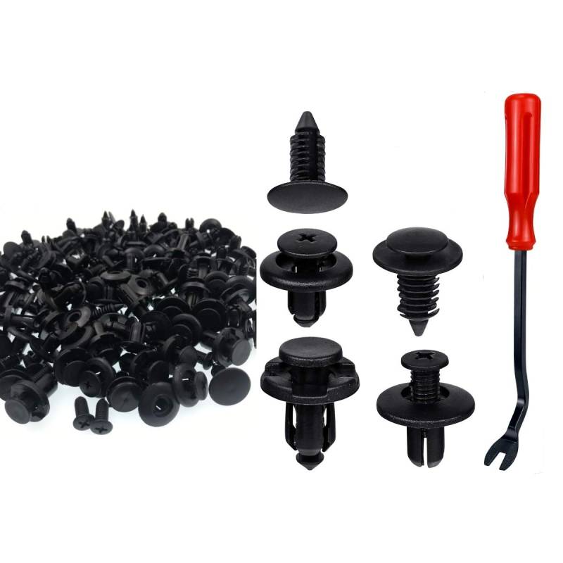 JZK 120 x Befestigung Clips Auto Set Kunststoffnieten mit Demontage Werkzeuge für Autos und Motorräder (7 mm 8 mm 9 mm 10 mm) von JZK