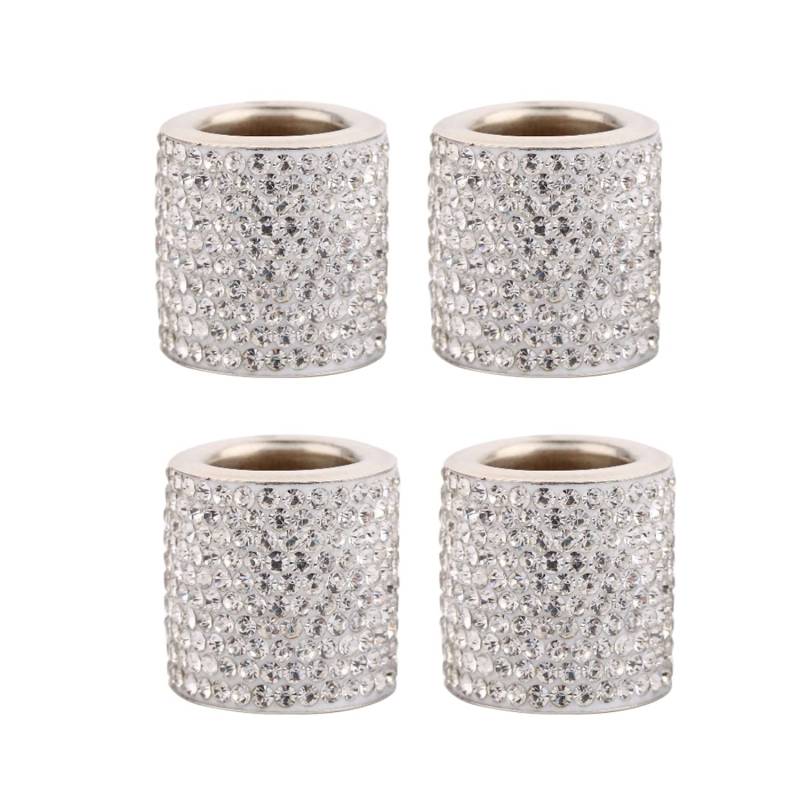 JZK 4 x Weiß Auto Kopfstütze Halsband Kristall Strass Kopfstütze Ringe Bling Innendekoration für Auto LKW SUV Fahrzeug von JZK