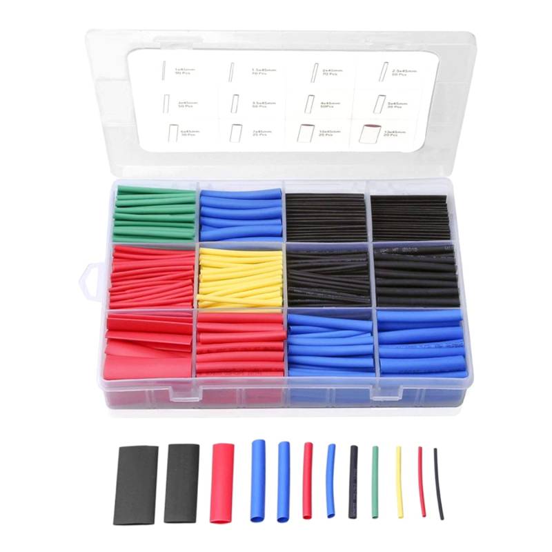 JZK 560 x Isolierung, Schrumpfschlauch-Set, mit Kunststoffbox, 5 Farben, 12 Größen von JZK