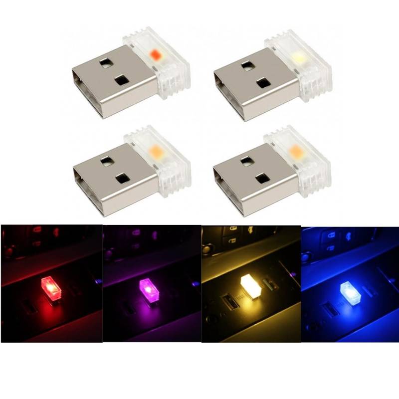 JZK Mini-USB-LED-Licht, kabellos, kleines USB-Nachtlicht, 5 V USB-LED-Innenbeleuchtung, 4 Stück, Rosa, Blau, Weiß, Orange, kleines USB-Licht von JZK