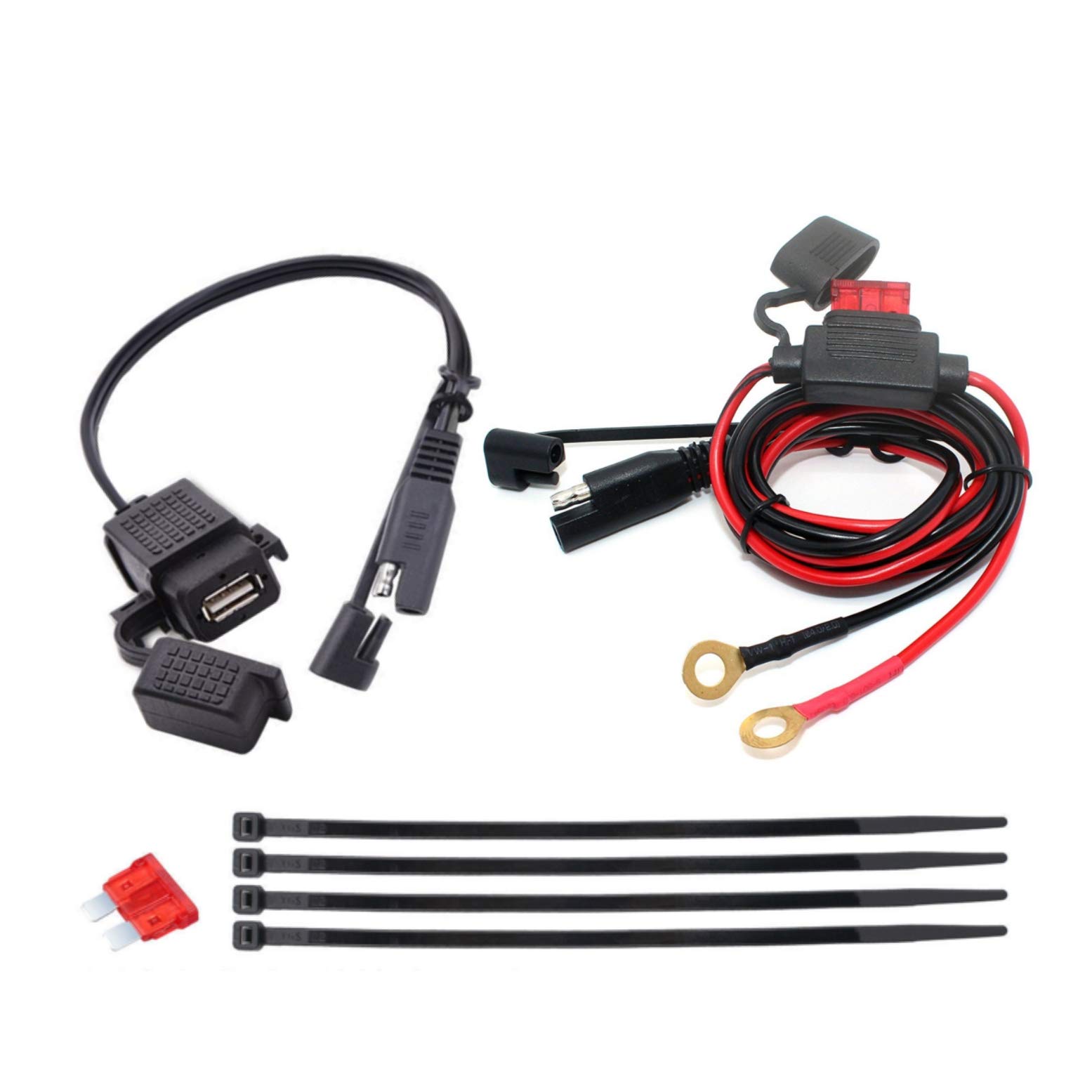 JZK SAE zu USB Kabeladapter SAE Schnellkupplung 2.1A wasserdichter USB-Anschluss mit Inline-Sicherung, Buchsenkabel 12V-24V für Motorrad Mobiltelefon Tablette GPS JZK SAE zu USB Kabeladapter SAE Schnellkupplung 2.1A wasserdichter USB-Anschluss mit Inline-Sicherung, Buchsenkabel 12V-24V für Motorrad Mobiltelefon Tablette GPS von JZK