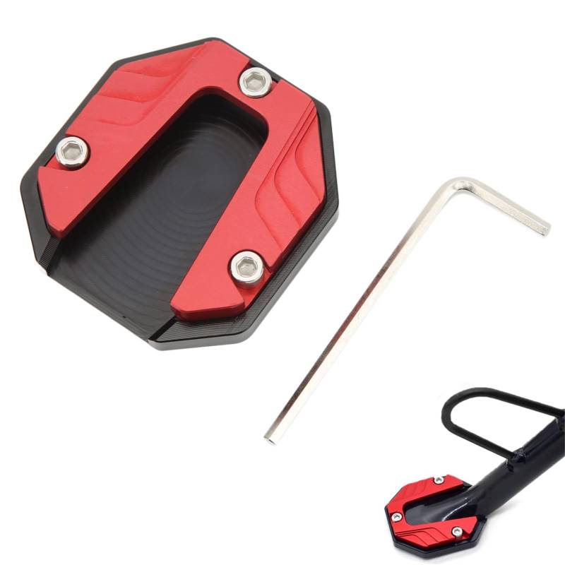 Jadeshay Motorrad Ständer Verlängerungspolster, Universal Motorrad Ständerplatte aus Aluminiumlegierung Ständer Vergrößerungs Motorrad Ständer Fuß Seitenverlängerung Pad (Rot) von Jadeshay