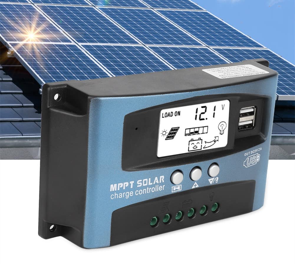 Solarladeregler, MPPT 12V 24V Solarladeregler Solarpanel Controller Solarladegerät mit 5V Dual USB Port LCD Display(100A) von Jadeshay