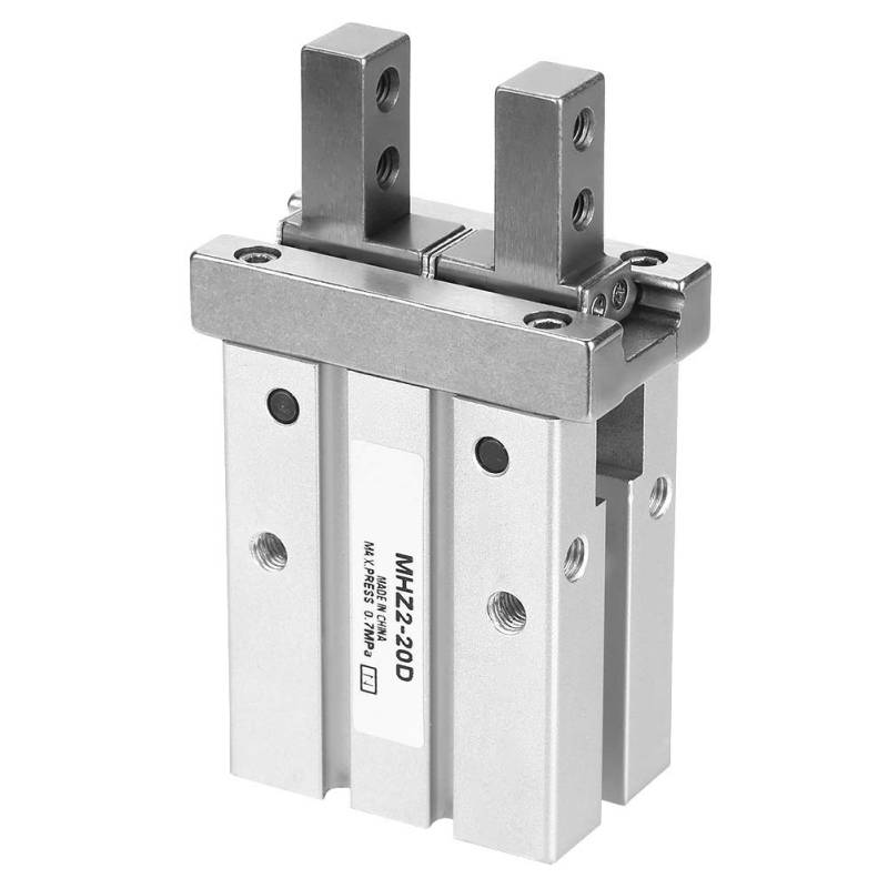 Jadeshay Greifer Pneumatikzylinder, MHZ2-20D 20mm Parallel Greifer, Stahl Parallel Pneumatischer Doppeltwirkende Parallelgreifer Zylinder mit Bohrung von Jadeshay