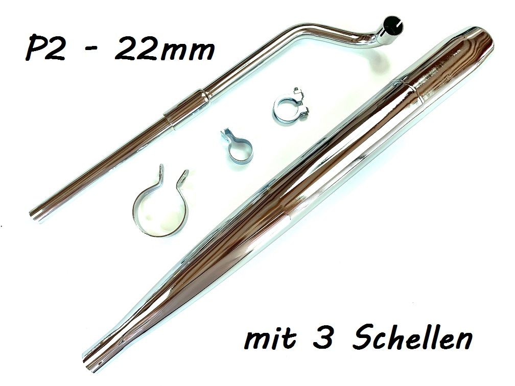 SET Auspuff chrom mit Schellen und 22mm Krümmer P2 Steck für Hercules Prima 2... SET Auspuff chrom mit Schellen und 22mm Krümmer P2 Steck für Hercules Prima 2... von Jamarcol