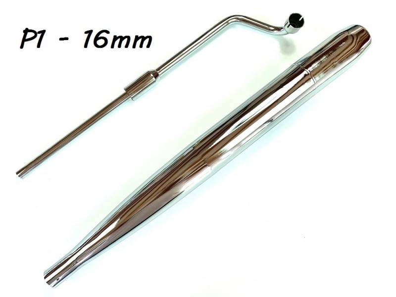 SET Auspuff chrom und 16mm Krümmer P1 Steck links ohne Schellen für Hercules ... von Jamarcol