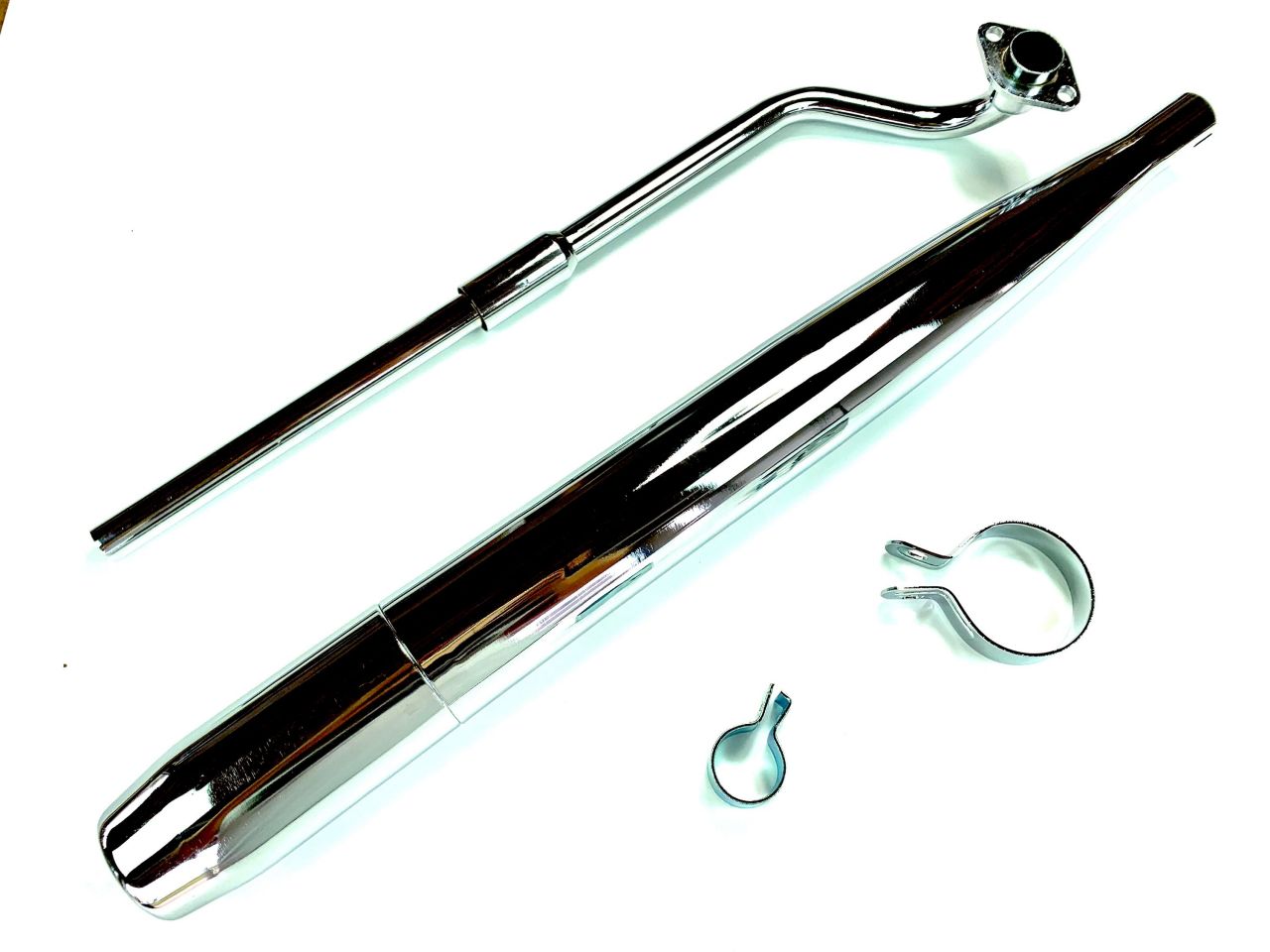 SET Auspuff chrom und 20mm Krümmer P2 lang Flansch mit 2 Schellen für Hercule... SET Auspuff chrom und 20mm Krümmer P2 lang Flansch mit 2 Schellen für Hercule... von Jamarcol