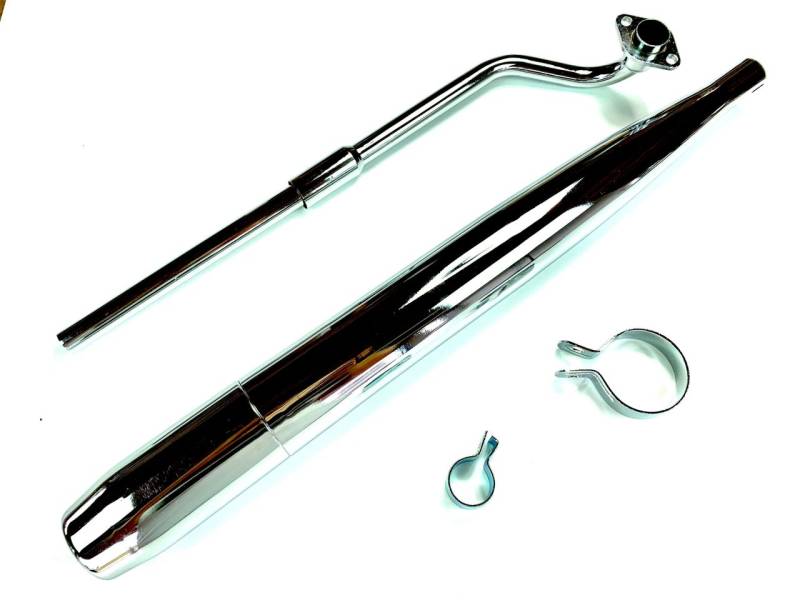SET Auspuff chrom und 20mm Krümmer P2 lang Flansch mit 2 Schellen für Hercule... von Jamarcol