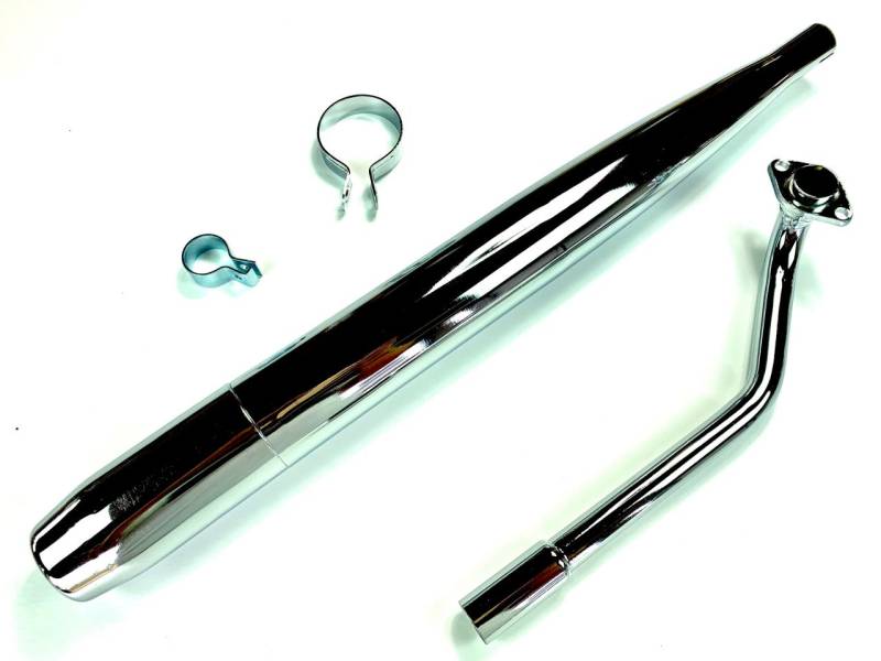 SET Auspuff chrom und 22mm Krümmer rechts P2 Flansch mit 2 Schellen für Hercu... von Jamarcol