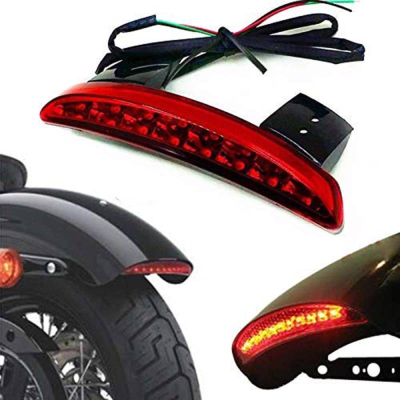 Motorrad Bremslicht Hinten Fender Tip Rücklicht Signal Licht Für Harley Sportster Nightster 883 1200 Xl (rot) von JaneShop