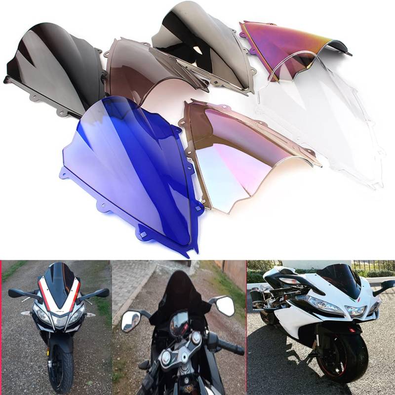 Motorrad Double Bubble Windabweiser Windschutzscheibe Windschutzscheibe Für Aprilia RS4 50 2014 125 10-16 RSV4 09-14 RSV4 R 12-15 (Transparent) von JaneShop