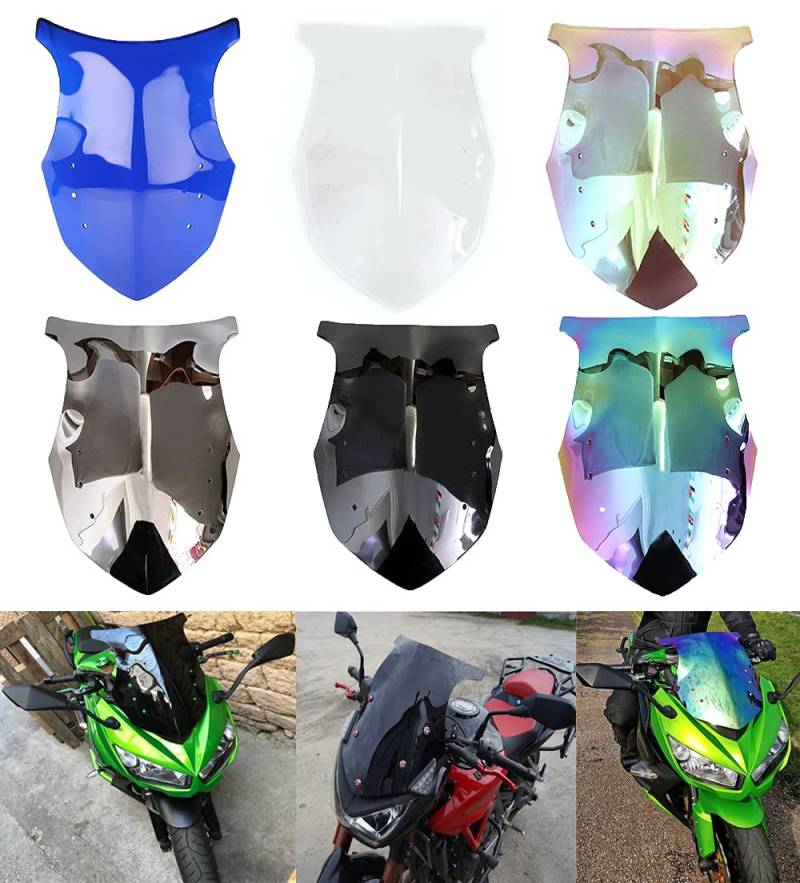 Motorrad Double Bubble Windabweiser Windschutzscheibe Windschutzscheibe für Kawasaki Ninja Z1000SX 2011-2016 (Transparent) von JaneShop