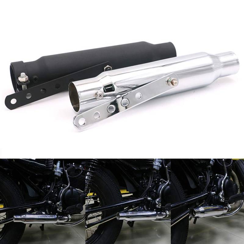 Motorrad Refit Metall Auspuffrohr Schalldämpfer Schalldämpfer Fit für Chopper Bobber Cruiser Cafe Racer Scooter Offroad (Chrom) von JaneShop
