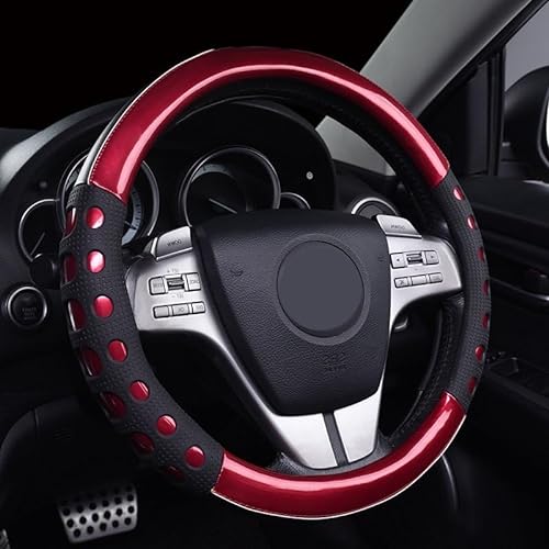 Lenkrad Abdeckung Auto-Lenkradbezug aus Leder + Silikagel, rutschfest, für Mazda CX-3 CX-5, Auto-Innenausstattung (Farbe : Red2) von Janeepoch