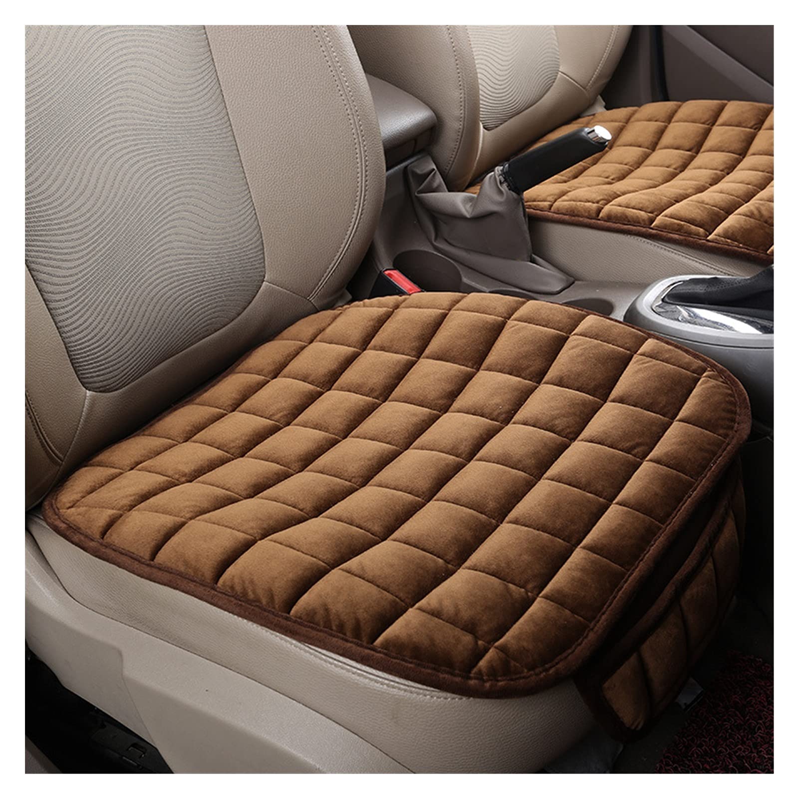 Autositzbezüge,Autositzschoner Autositzabdeckung Winter Warme Sitzkissen Anti-Slip Universal Front Stuhl Sitz Atmungsaktive Pad Für Fahrzeug Auto Auto Sitzschützer(Coffee) von Janmobrian