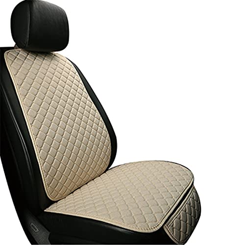 Autositzbezüge,Autositzschoner Flachs-Autositz-Deckel Vier Jahreszeiten Front- oder Rückenrückenlehnen Leinen Stoff Kissen Atmungsaktive Beschützer Mat Pad Auto Zubehör(Beige 1 seat) von Janmobrian