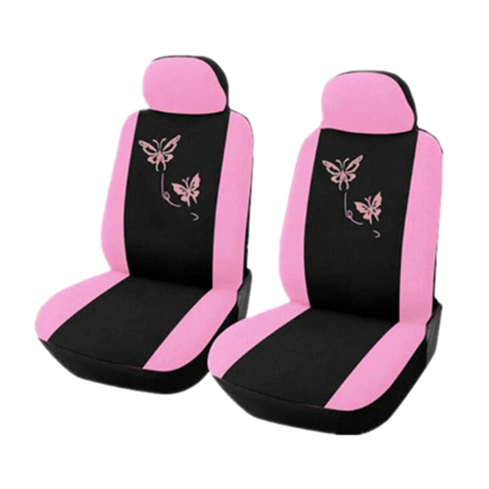 Autositzbezüge,Autositzschoner Handgemachte Stickerei autositz Abdeckung atmungsaktive waschbare Passe meiste Automobil(2seats-E-pink) von Janmobrian