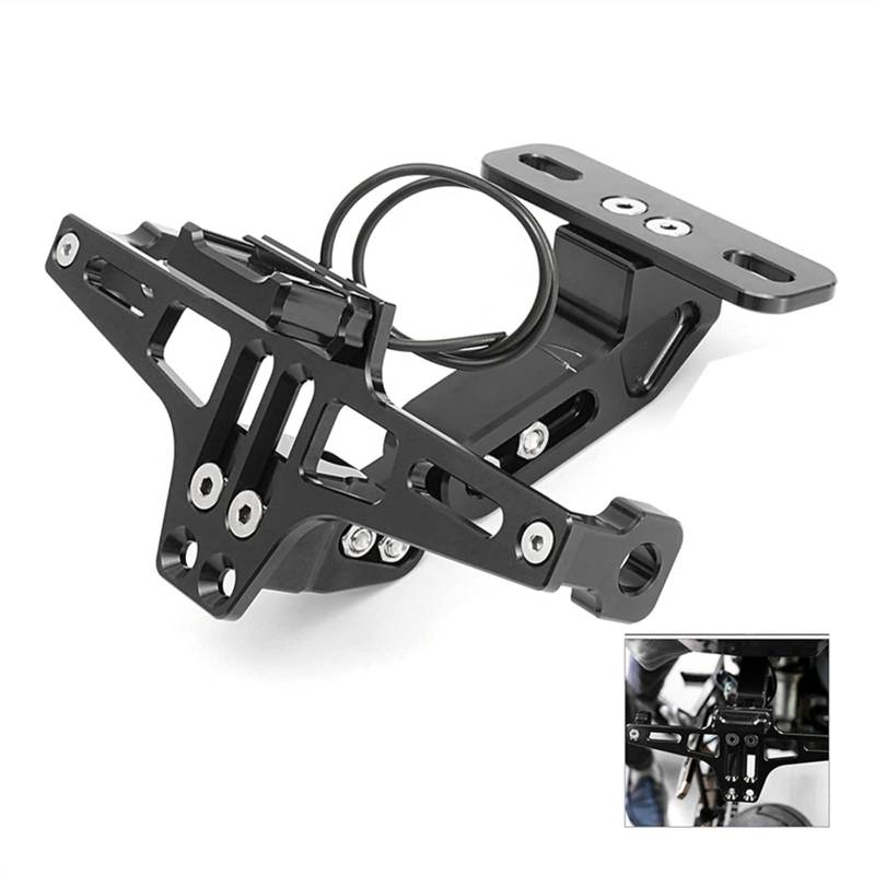 Motorrad Kennzeichenhalter CNC-Rahmen-Motorrad-Lizenznummer-Plattenhalter-Halterung mit Licht einstellbar Motorrad Nummernschildhalter von Janmobrian