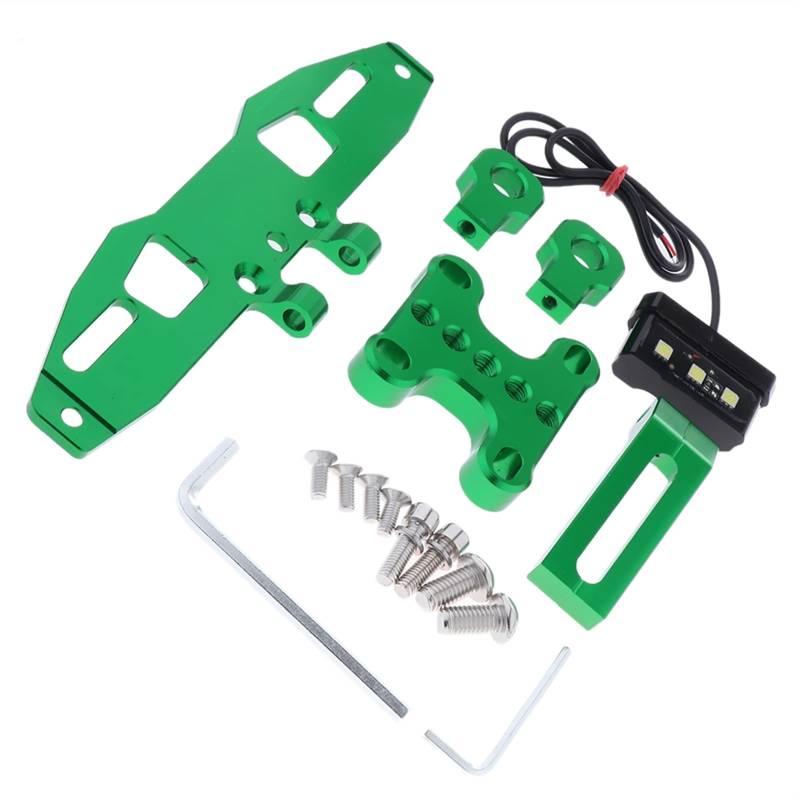 Motorrad Kennzeichenhalter Dauerhafter Legierungs-Kennzeichenhalterungshalterung mit 3 Leichter Lampe für Motorräder Motorrad Nummernschildhalter(Green) von Janmobrian