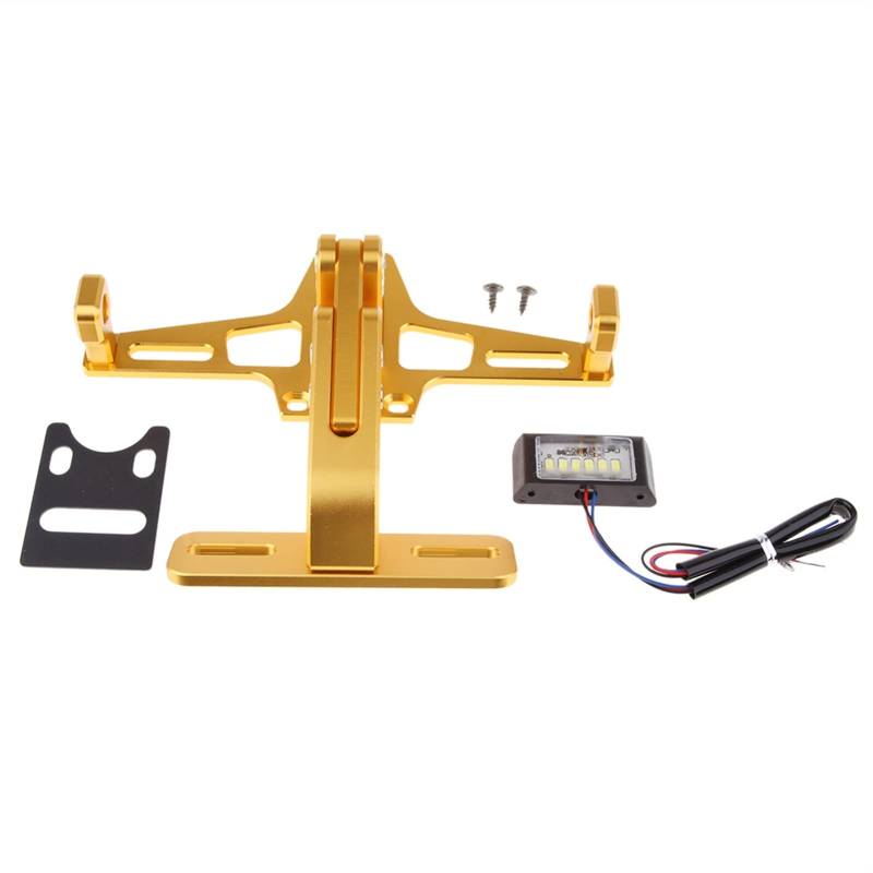 Motorrad Kennzeichenhalter Motorrad CNC Aluminium Einstellbare Lizenznummer Plate Frame Halter Halterung - Gold Motorrad Nummernschildhalter von Janmobrian