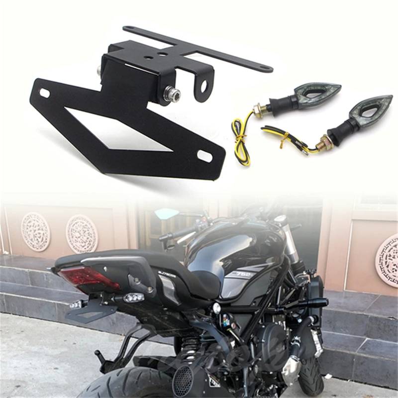 Motorrad Kennzeichenhalter Motorrad Heckklappennummernschild Schwanz Feld-Halter Halter Folding Short-Endstück Fit Verwendung Für Benelli 502C 752S Modified Motorrad Nummernschildhalter(502C Set) von Janmobrian
