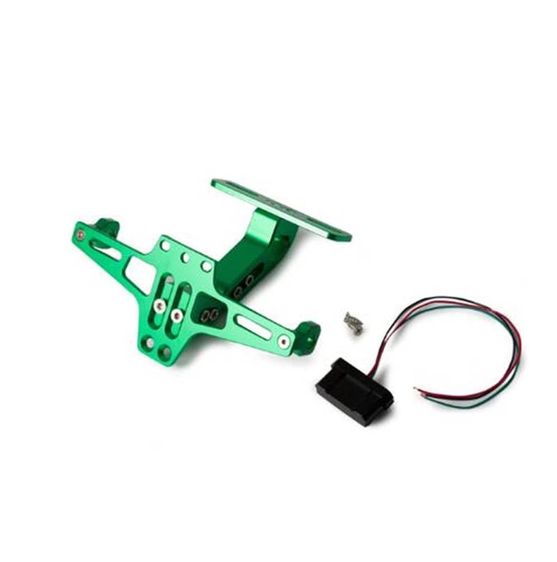 Motorrad Kennzeichenhalter Universal-CNC-Aluminium-Motorrad-hinterer Kennzeichenhalterhalter mit weißem Licht Motorrad Nummernschildhalter(Green) von Janmobrian
