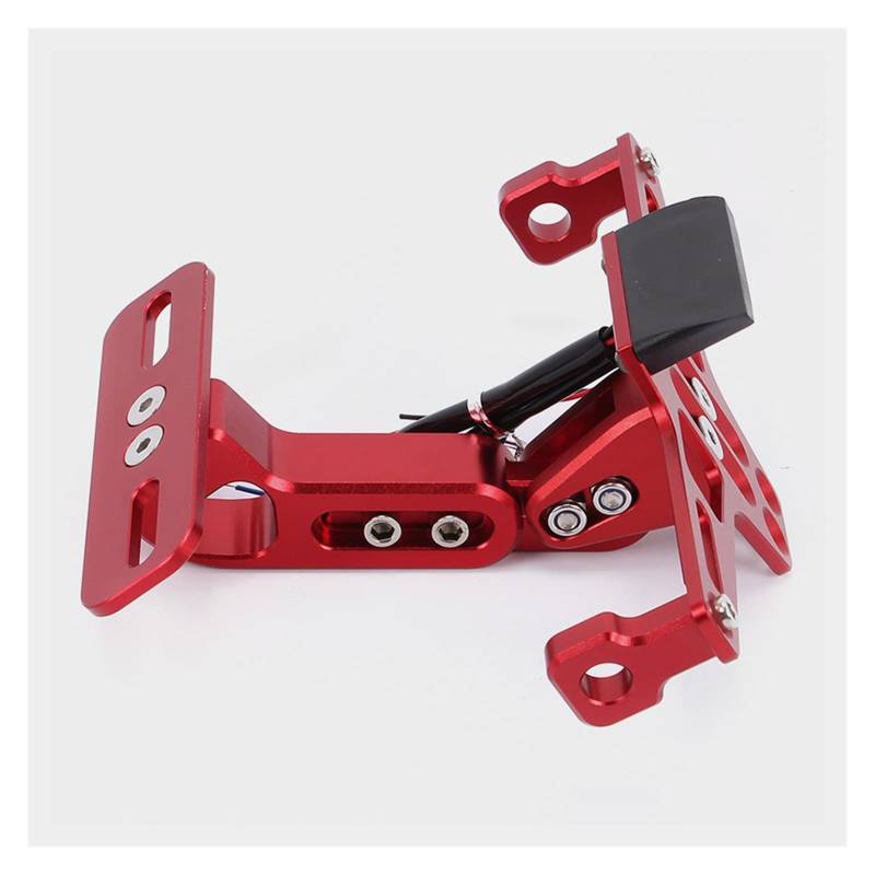 Motorrad Kennzeichenhalter Universal-CNC-Aluminium-Motorrad-hinterer Kennzeichenhalterhalter mit weißem Licht Motorrad Nummernschildhalter(Red) von Janmobrian
