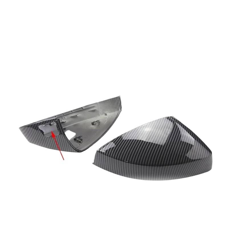 Spiegelkappen,Auto Rückspiegel Kappe Ersatz-Rückspiegelabdeckungen, Karbonfaser-Muster, glänzend, Passend für Audi A3 S3 8V RS3 2013–2019, Seitenassistent-Kappen(Carbon with assist) von Janmobrian