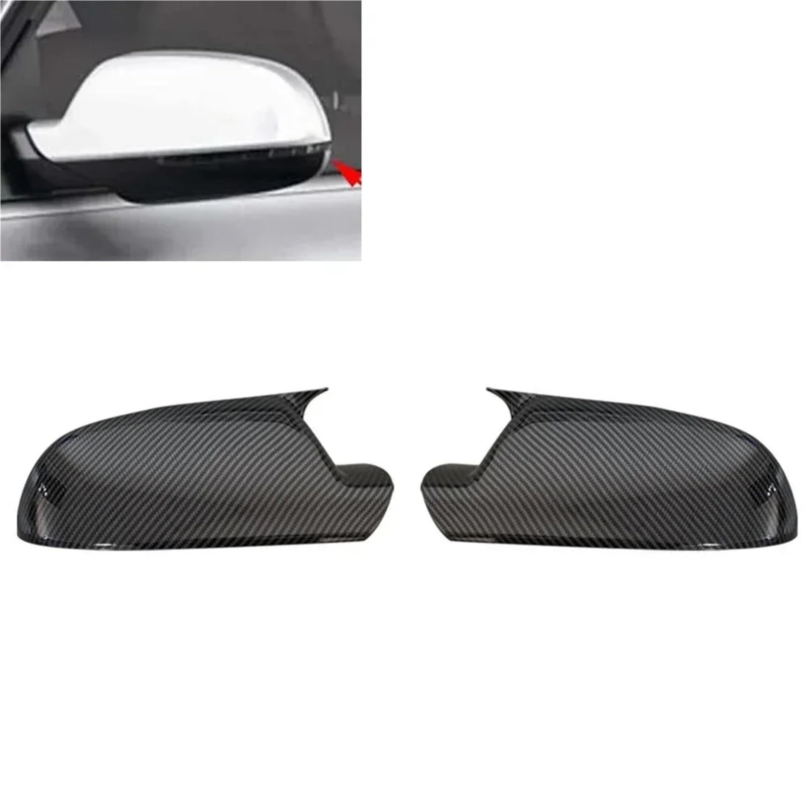 Spiegelkappen,Auto Rückspiegel Kappe Passend Für Audi A3 8P A4 A5 Auto Rückspiegel Seitenspiegel Abdeckung Flügelkappe Außentür Gehäuse Schale Trim(Type B Carbon) von Janmobrian