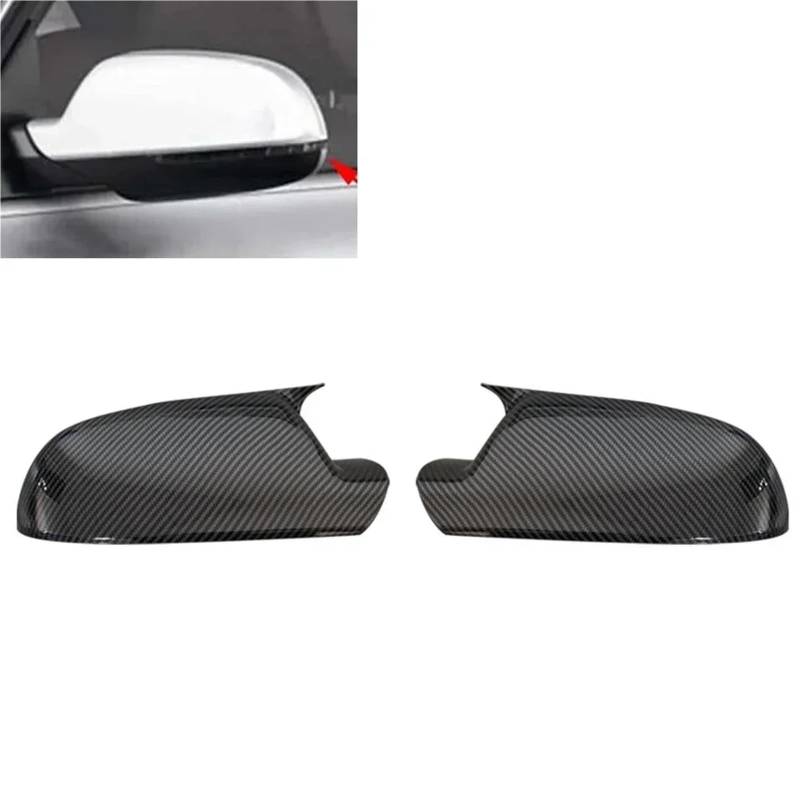 Spiegelkappen,Auto Rückspiegel Kappe Passend Für Audi A3 8P A4 A5 Auto Rückspiegel Seitenspiegel Abdeckung Flügelkappe Außentür Gehäuse Schale Trim(Type B Carbon) von Janmobrian