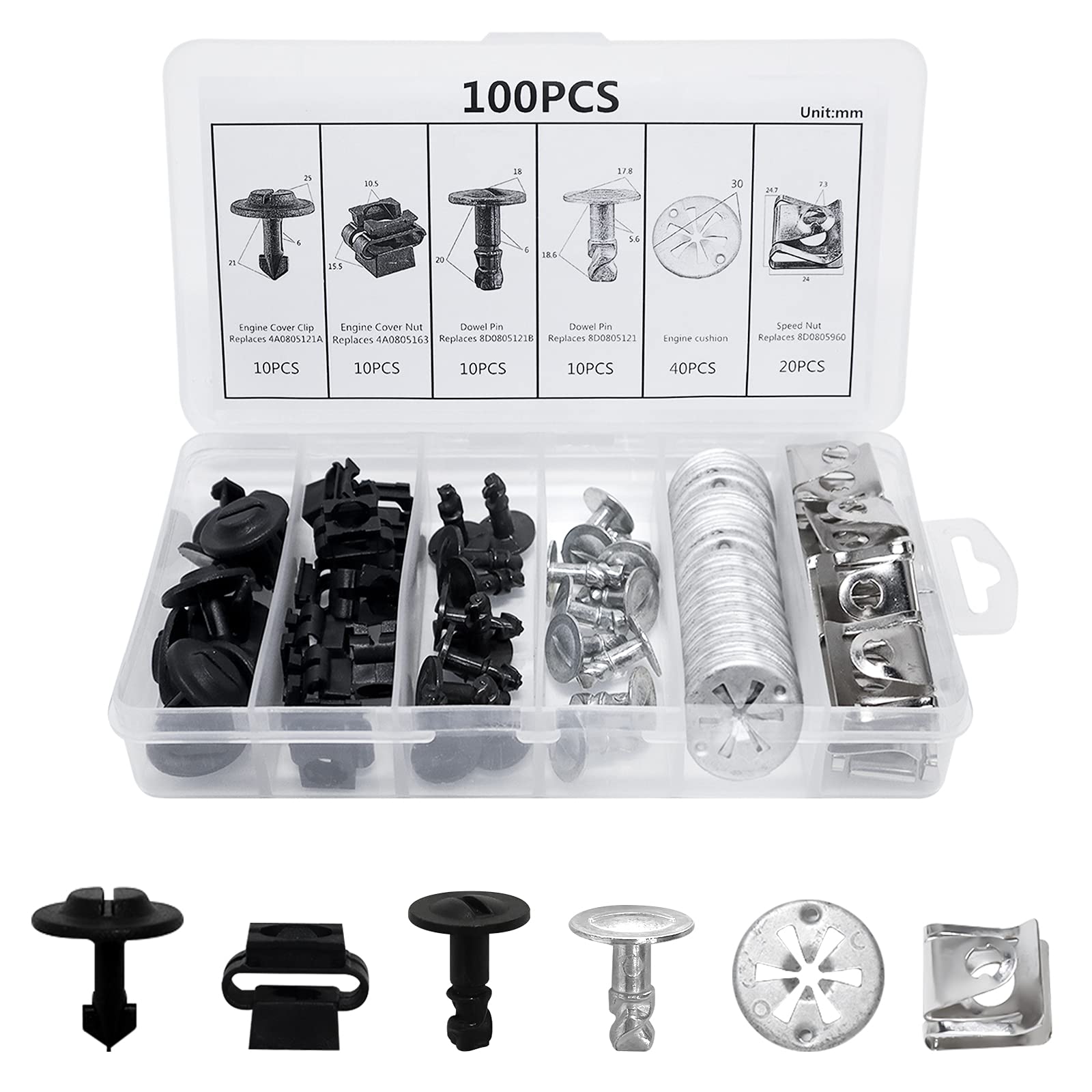JatilEr 100 Stück Befestigungsclips Auto Clips Set, 6 Arten Auto Befestigung Clips Nylon Stoßstange Karosserie Clip Teile Motor Under Cover Spritzschutz Unterboden Schraube Kühlerabdeckung Trim Clips JatilEr 100 Stück Befestigungsclips Auto Clips Set, 6 Arten Auto Befestigung Clips Nylon Stoßstange Karosserie Clip Teile Motor Under Cover Spritzschutz Unterboden Schraube Kühlerabdeckung Trim Clips von JatilEr