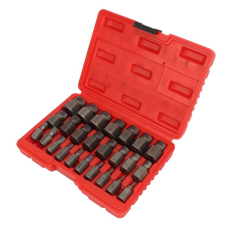 Jauarta 25-teiliges Schraubenausdreher-Set, Effizientes Stahl-Easy-Out-Multi-Spline-Bolzenausdreher-Set Elektro- und Handwerkzeuge von Jauarta