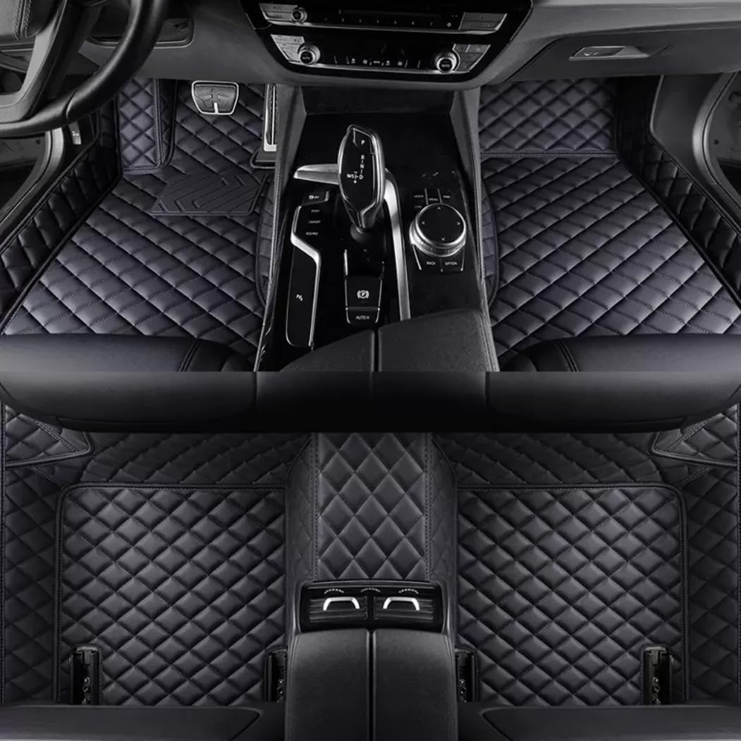Anpassen Fussmatten Auto - Personalisierte 3D PU-Leder Allwetter Fußmatten, Wasserdicht & rutschfest, Kompatibel mit 99% AutoMarken Modellen (Schwarz, Diamant einfarbig) von Javonna