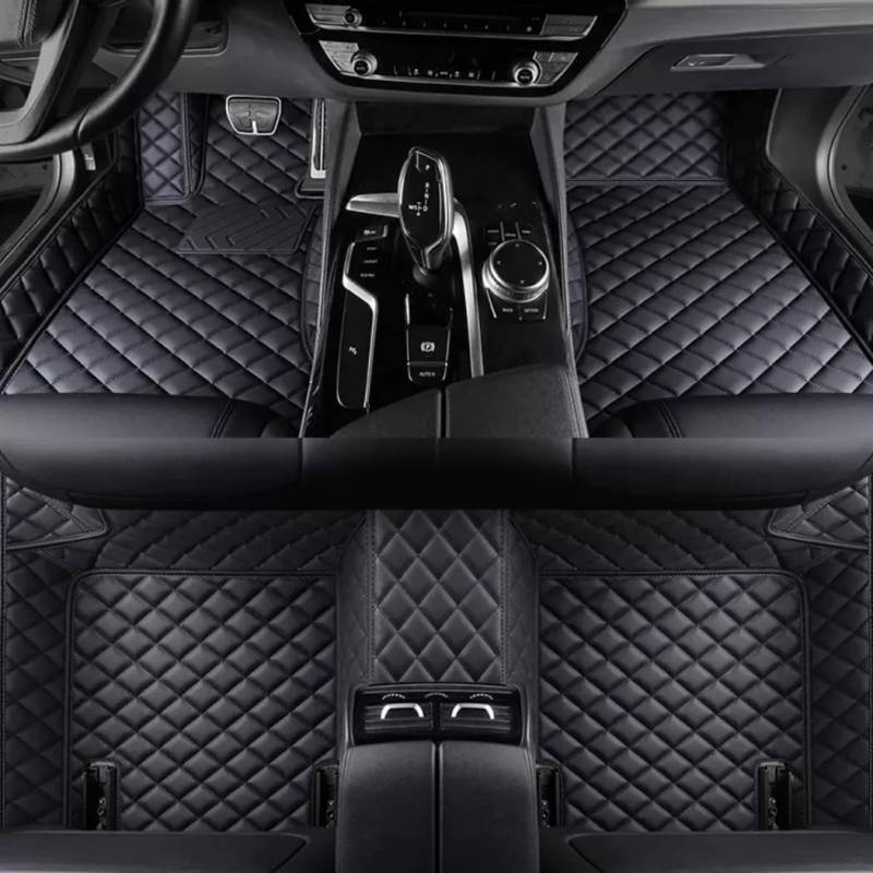 Anpassen Fussmatten Auto - Personalisierte 3D PU-Leder Allwetter Fußmatten, Wasserdicht & rutschfest, Kompatibel mit 99% AutoMarken Modellen (Schwarz, Diamant einfarbig) von Javonna