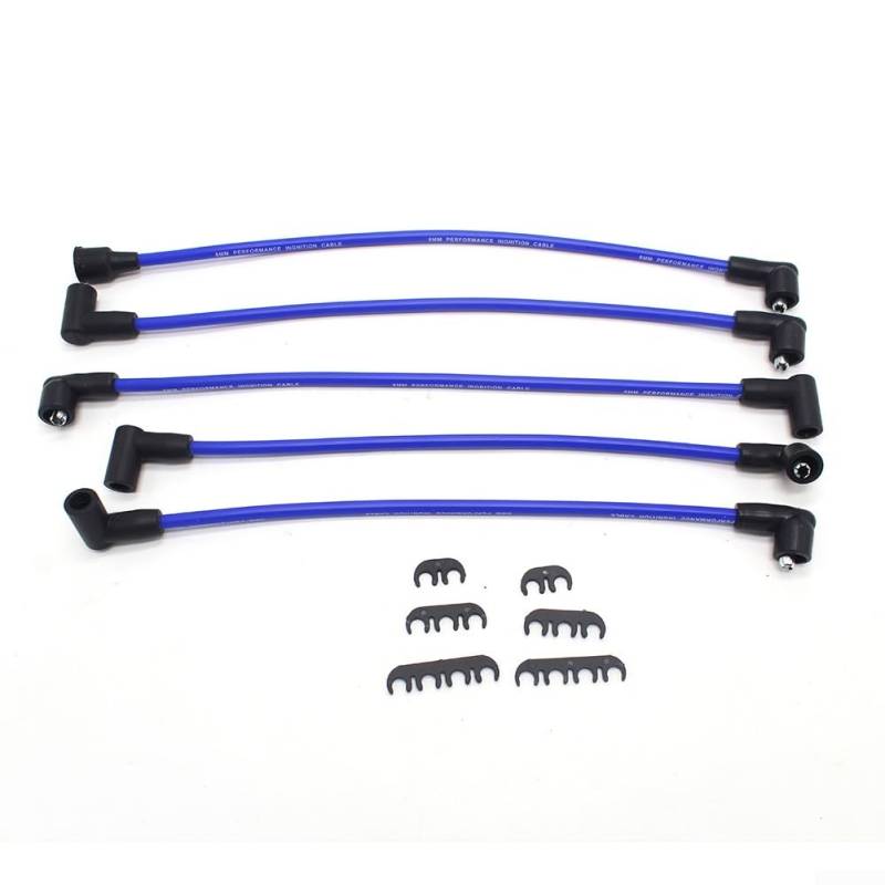 Zündkerzen-Set, 4 Stück, 8 mm, Silikon, Hochleistungs-HT-Kabel-Set, Hochleistungsfunken, für 850 1000 1275 Classic Mini (blau) von Jayruit