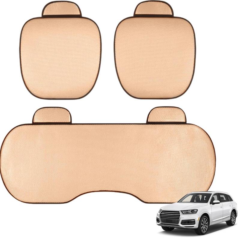 Jcasbdn 3pcs/festgelegte Autositzabdeckung Atmungsaktives universelles Autositzkühlkissen mit Nicht überrutscher Bodenpocket Pocket Weastant Beige von Jcasbdn