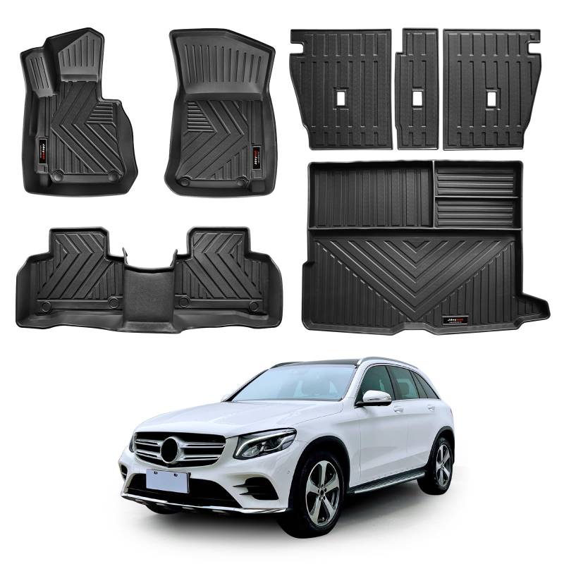 Jdeymat Fußmatten Cargo Liner und Rücksitz Rückenlehne Matte Kompatibel für 2016 2017 2018 2019 2020 2021 2022 Mercedes Benz GLC Zubehör Allwetter Gummi Schutzmatte (7 Matten) von Jdeymat