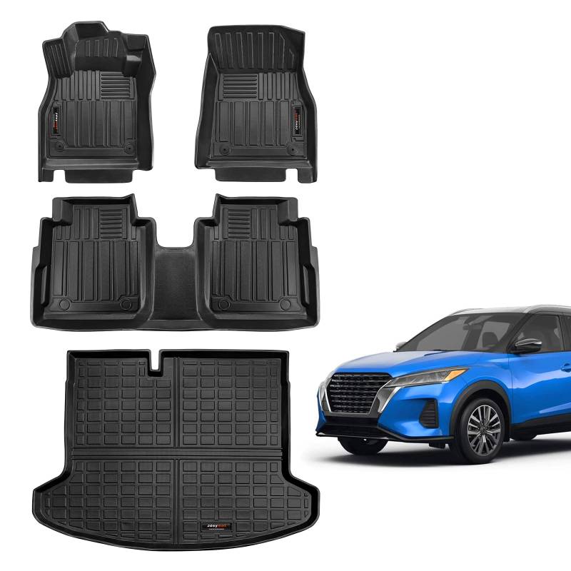 Jdeymat Individuelle Passform Fußmatten 2-reihig & Kofferraum-Cargo-Liner Set kompatibel für 2018–2023 Nissan Kicks Zubehör von Jdeymat