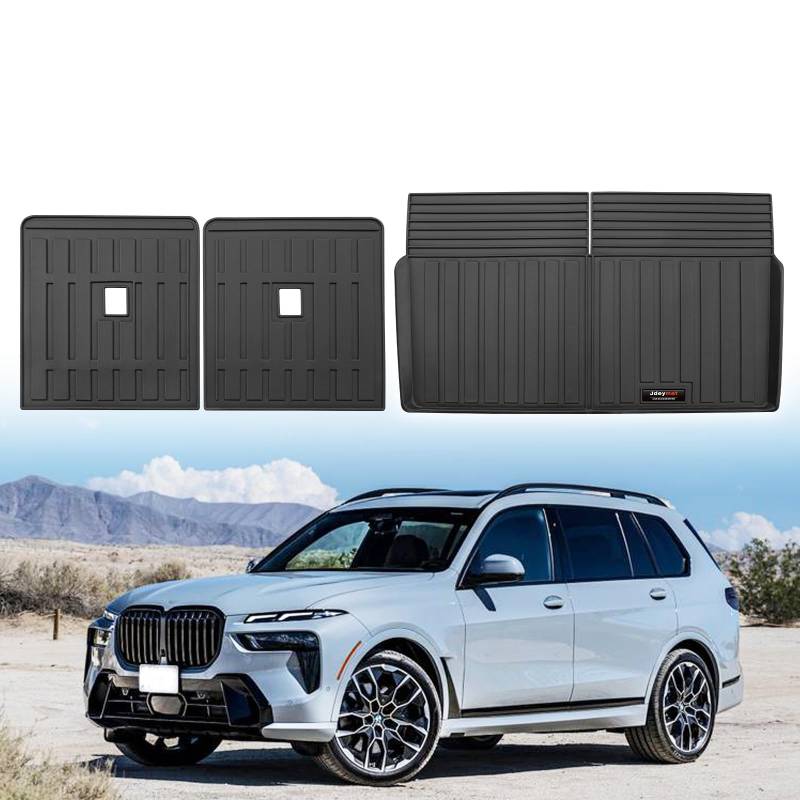 Maßgeschneidert für 2019–2024 BMW X7 Cargo-Matten und 3. Rücksitz-Rückenlehne, MTA, Allwetterschutz, passend für BMW X7 40i 50i M50i M60i G07 Zubehör (Cargo-Matten + 3. Rückenlehnenmatten) von Jdeymat