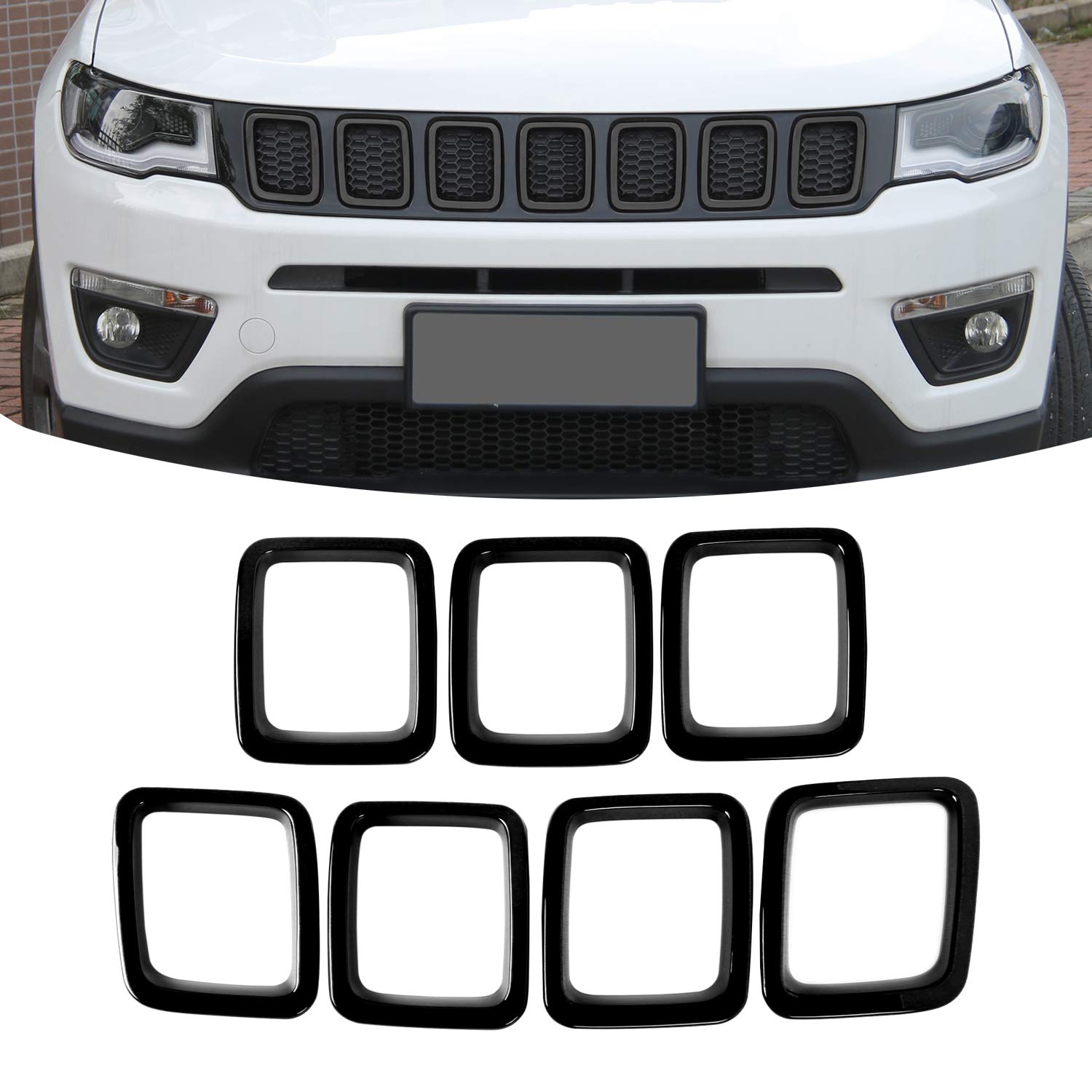 JeCar Kühlergrill-Einsätze ABS Grill Abdeckung Außenzubehör für Jeep Compass MP 2017 2018 2019, Schwarz JeCar Kühlergrill-Einsätze ABS Grill Abdeckung Außenzubehör für Jeep Compass MP 2017 2018 2019, Schwarz von JeCar