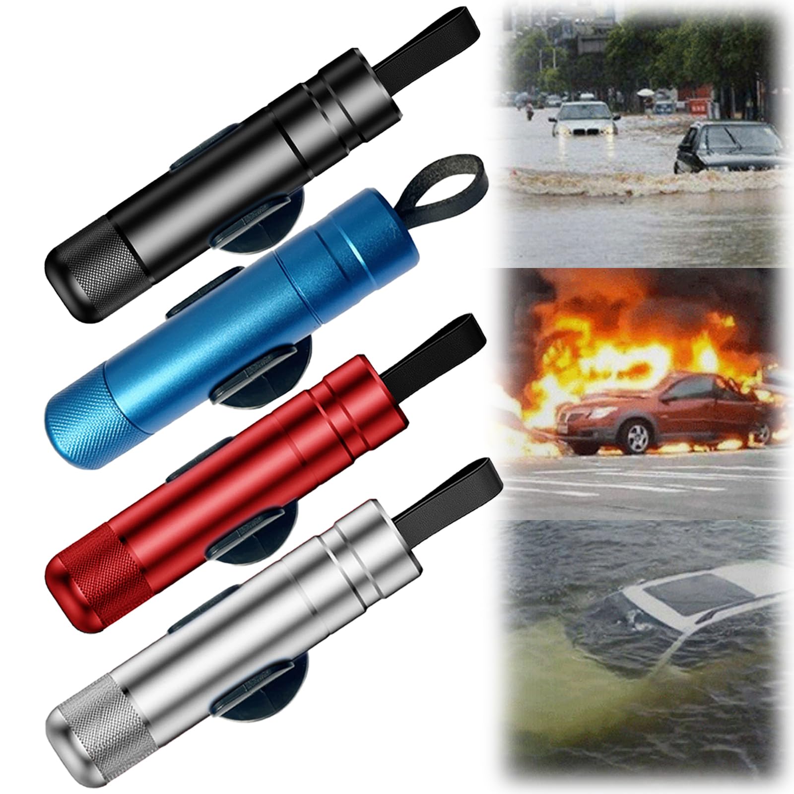 Safe Hammer, Safe Hammer Car Window Breaker, Multi-Functional Car Escape Tools Safehammer (4pcs) von Jeeeun