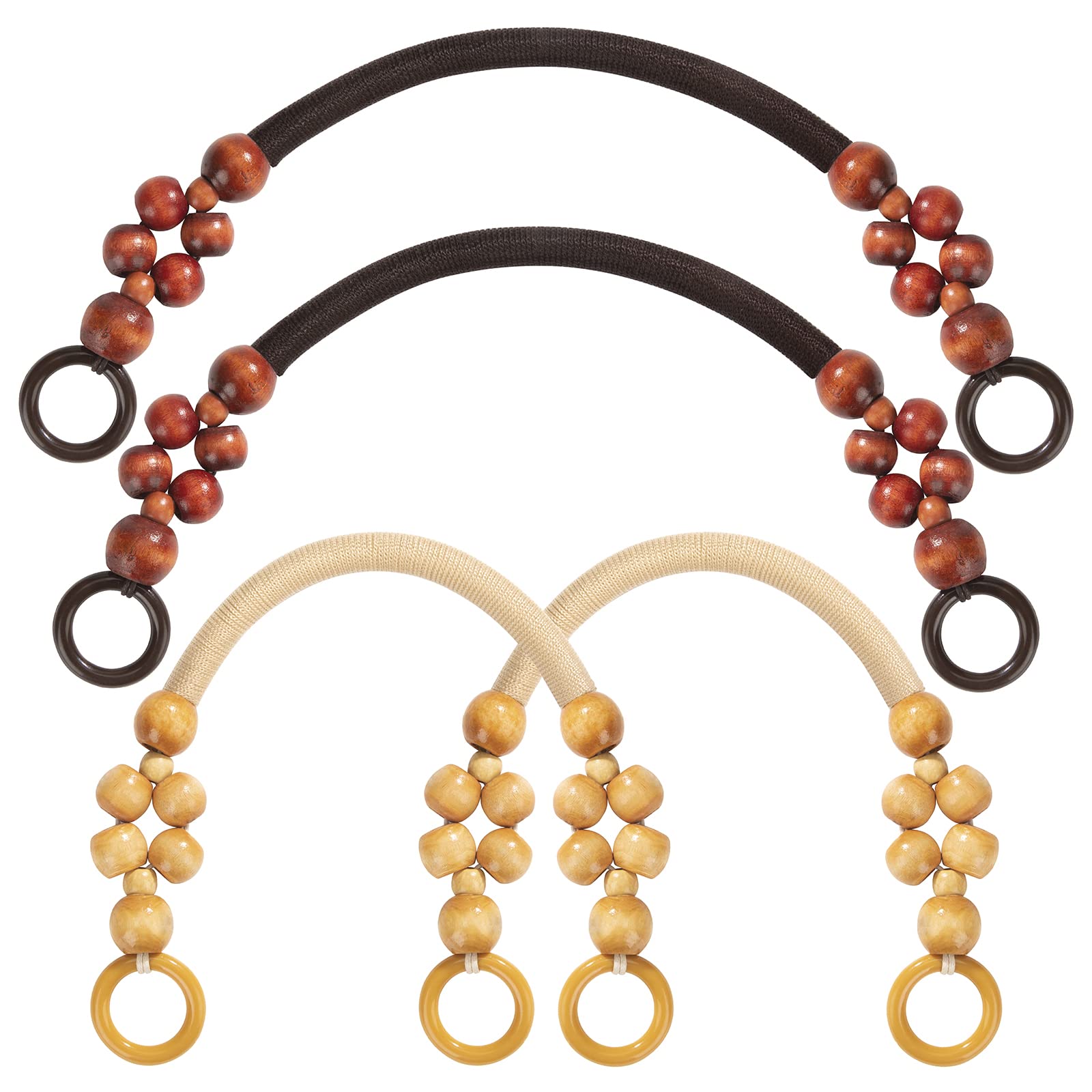 Jeesblsy Holzperlen Handtaschengriff Taschenhenkel 47cm Geldbörse Griff Für DIY Taschenherstellung Ersatzhenkel Zubehör für Damen DIY Basteln Taschenherstellung (4PCS) von Jeesblsy