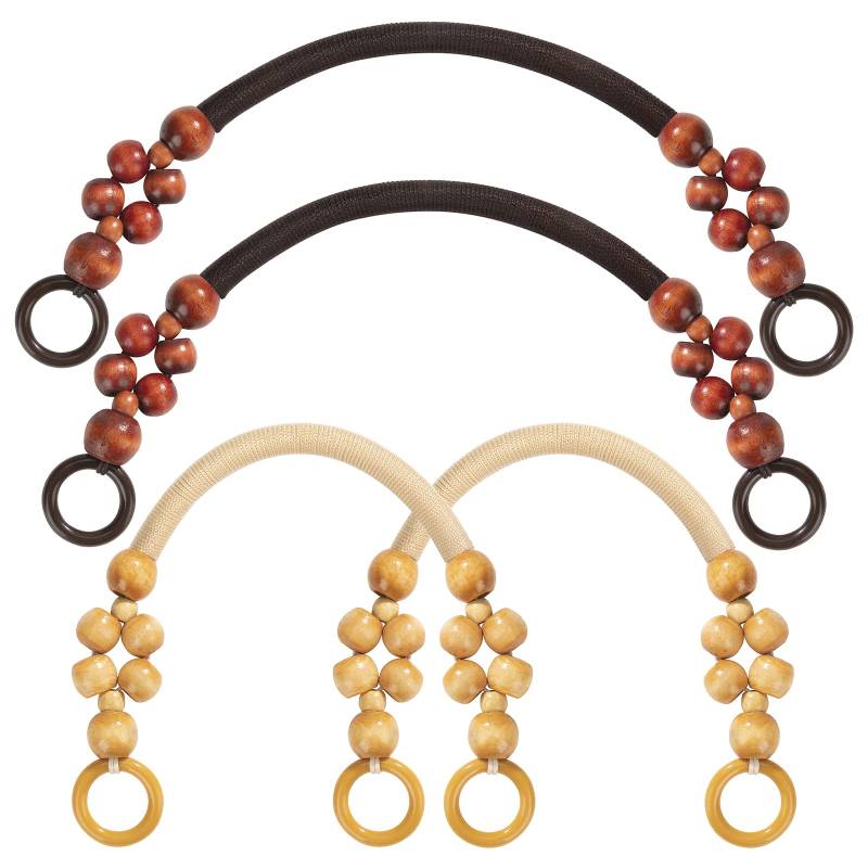 Jeesblsy Holzperlen Handtaschengriff Taschenhenkel 47cm Geldbörse Griff Für DIY Taschenherstellung Ersatzhenkel Zubehör für Damen DIY Basteln Taschenherstellung (4PCS) von Jeesblsy