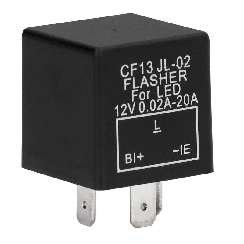 Jeffergarden 3 Pin Elektronischer Flasser -Flash -Relais, 3 Stift Blitzrelais LED Lichtblitz Relais Pin Flasher LED Blinker Leuchtsteuersteuerung Normalerweise Öffnen Sie DC 12V von Jeffergarden