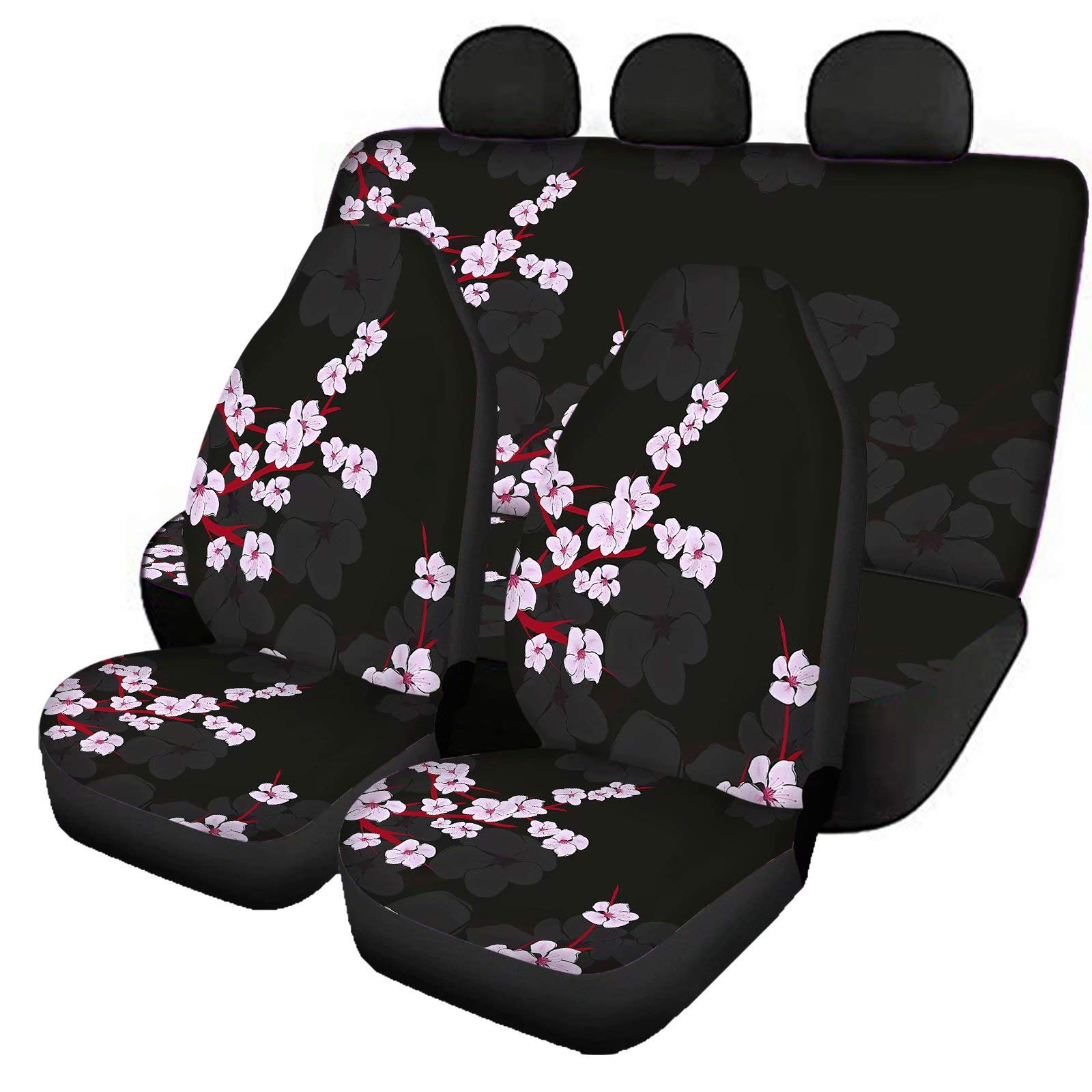Jeiento 4 Stück Blossom Floral Auto Vordersitzbezüge, langlebige Auto Bank Sitzschoner Matten für Frauen, universelle Passform LKW, SUV, Van von Jeiento