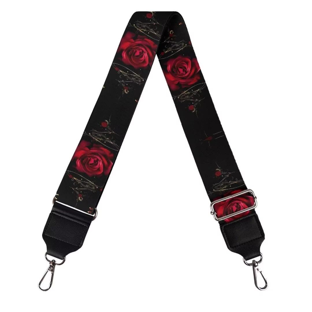 Jeiento Red Gothic Rose Wide Purse Strap Handbag Strap for Women Girls Replacement Laptop Shoulder Crossbody Strap Handbag Strap von Jeiento