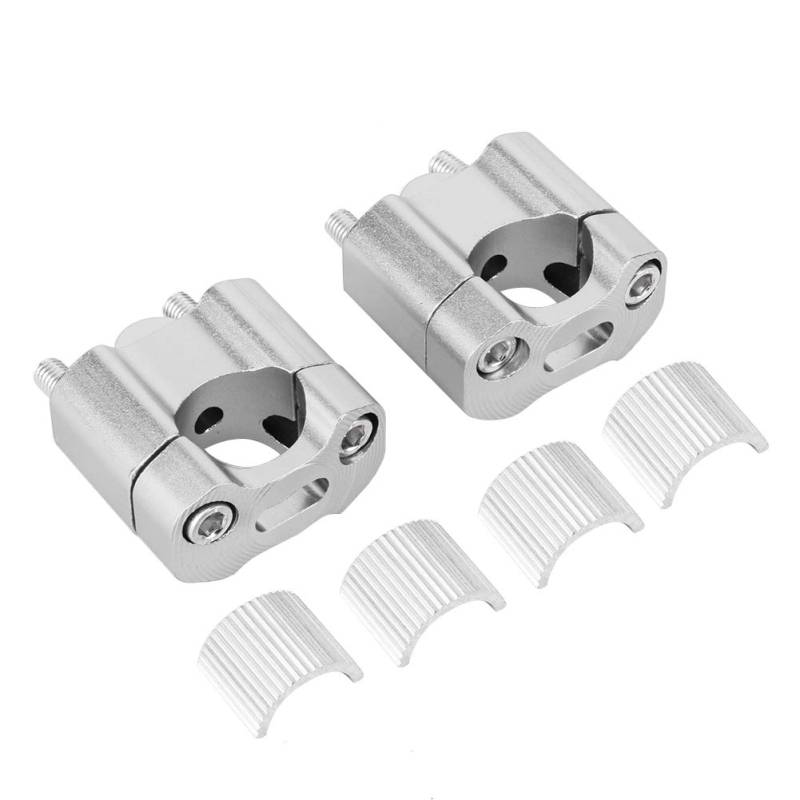 1 Paar Lenkerklemme Riser, CNC Aluminiumlegierung Universal Lenkererhöhung Fat Bar Mount Clamp - 22 mm und 28 mm (Silber) von Jenngaoo