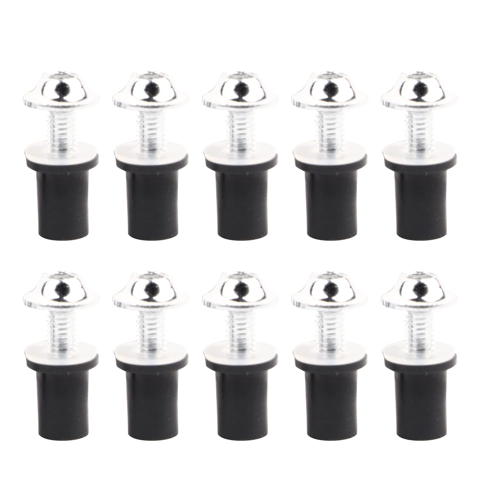 10 Stück Universal Motorrad Windschutzscheibe Schraube Windschutzscheibe Well Nut Bolt Kit M5 Innensechskantschrauben (Silber) von Jenngaoo