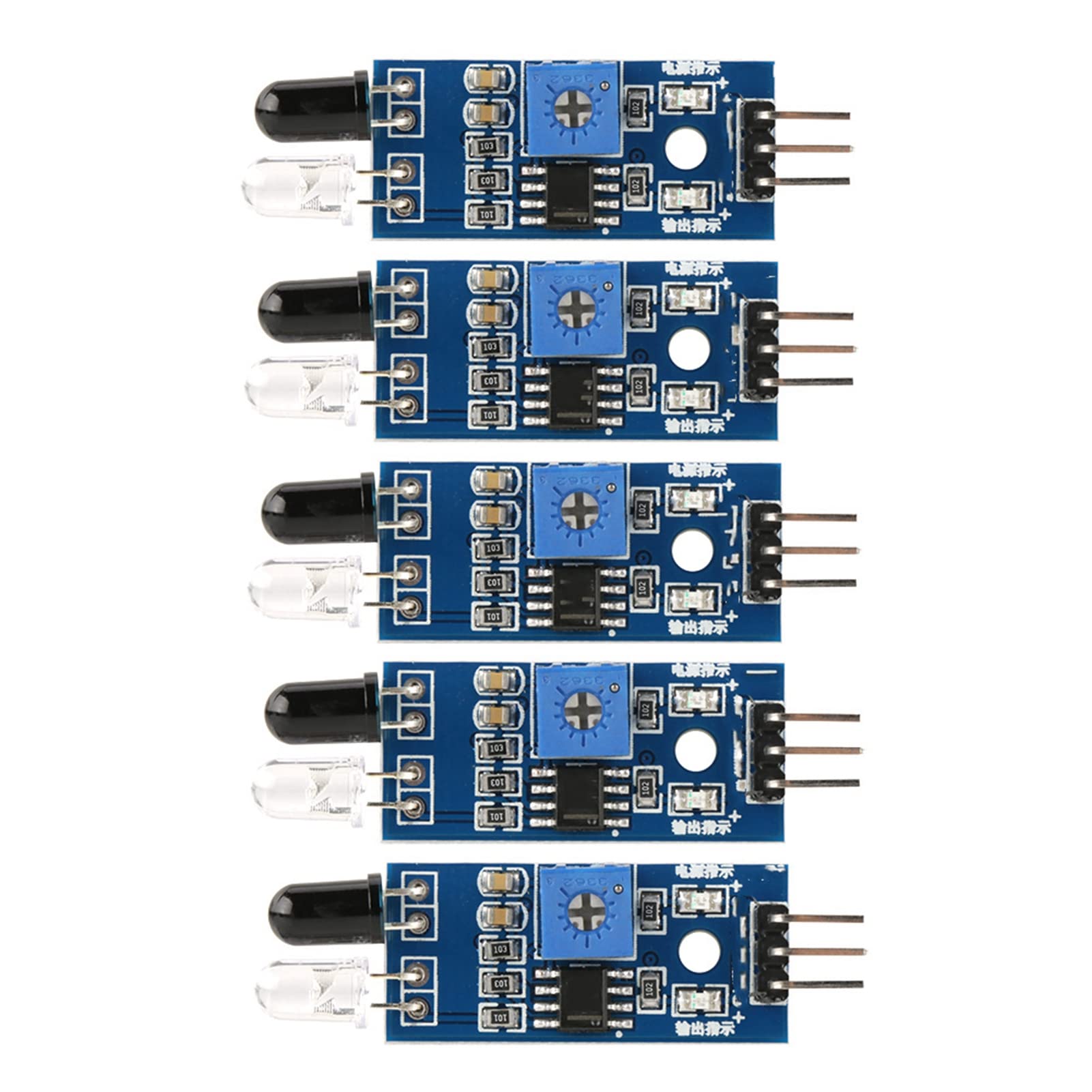 5pcs Hindernisvermeidungssensormodul, IR-Lichtschranke Barrierelinie Hindernisse Vermeidungsmodule mit IR-Übertragung für Smart Car Robot 5pcs Hindernisvermeidungssensormodul, IR-Lichtschranke Barrierelinie Hindernisse Vermeidungsmodule mit IR-Übertragung für Smart Car Robot von Jenngaoo